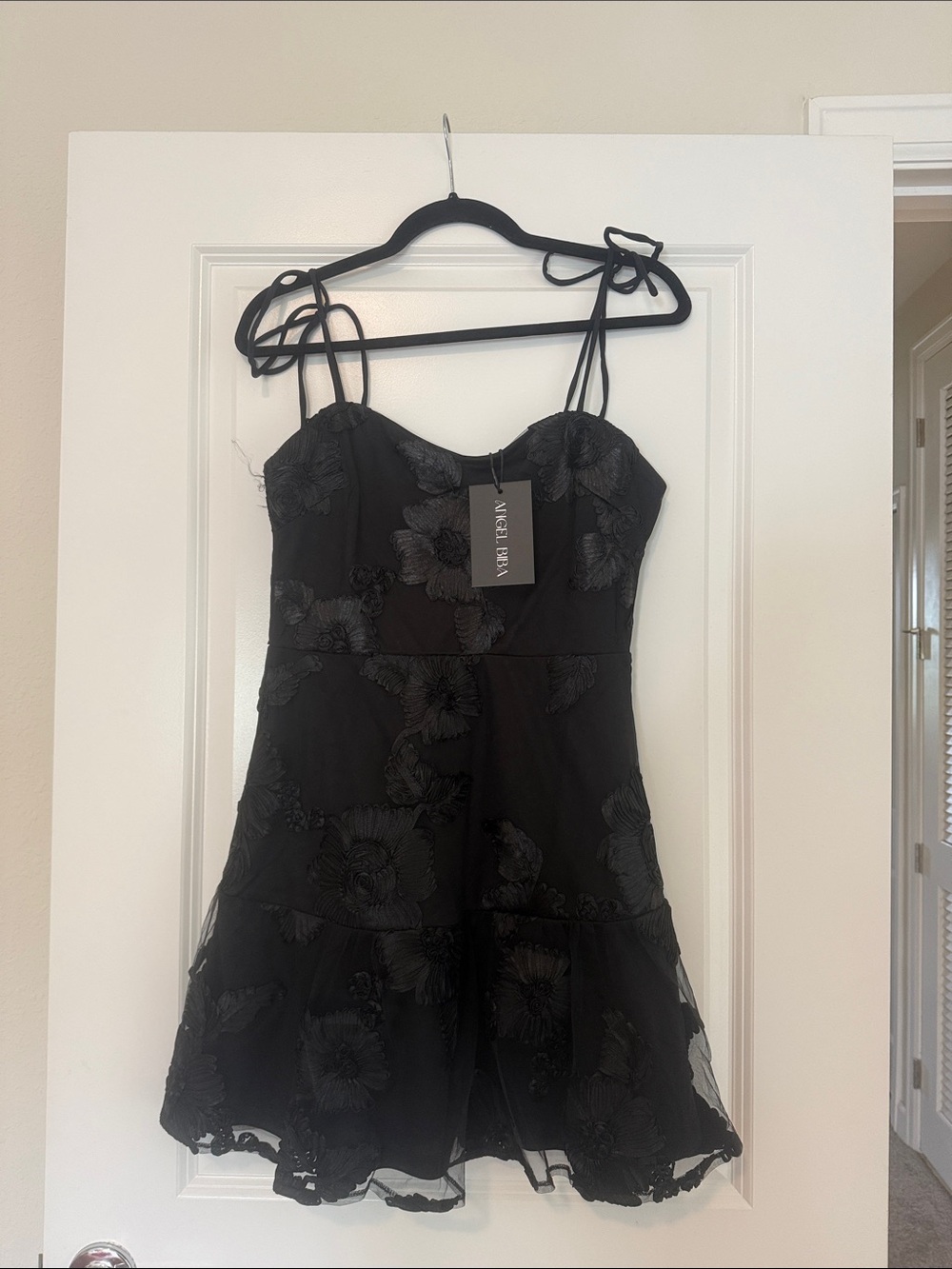 Angel Biba- Black Floral Mini Dress